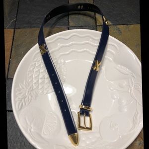 Sharp!! Rose Red Leather Belt Navy and Gold